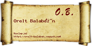 Orelt Balabán névjegykártya